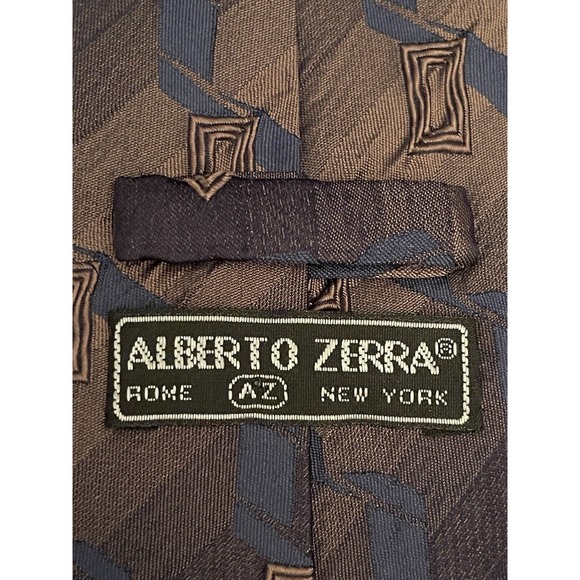 Alberto Zerra Roma New York Hand Made Silk Blend Men’s Neck Tie Made In China - Picture 8 of 9